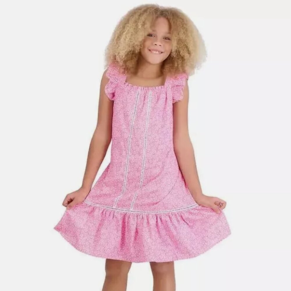 French Connection Girl's Pink Ruffle Summer Dress M